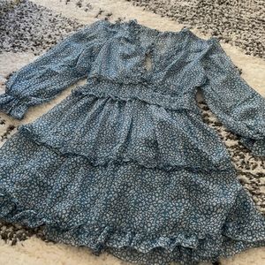 Leopard Print Blue Dress